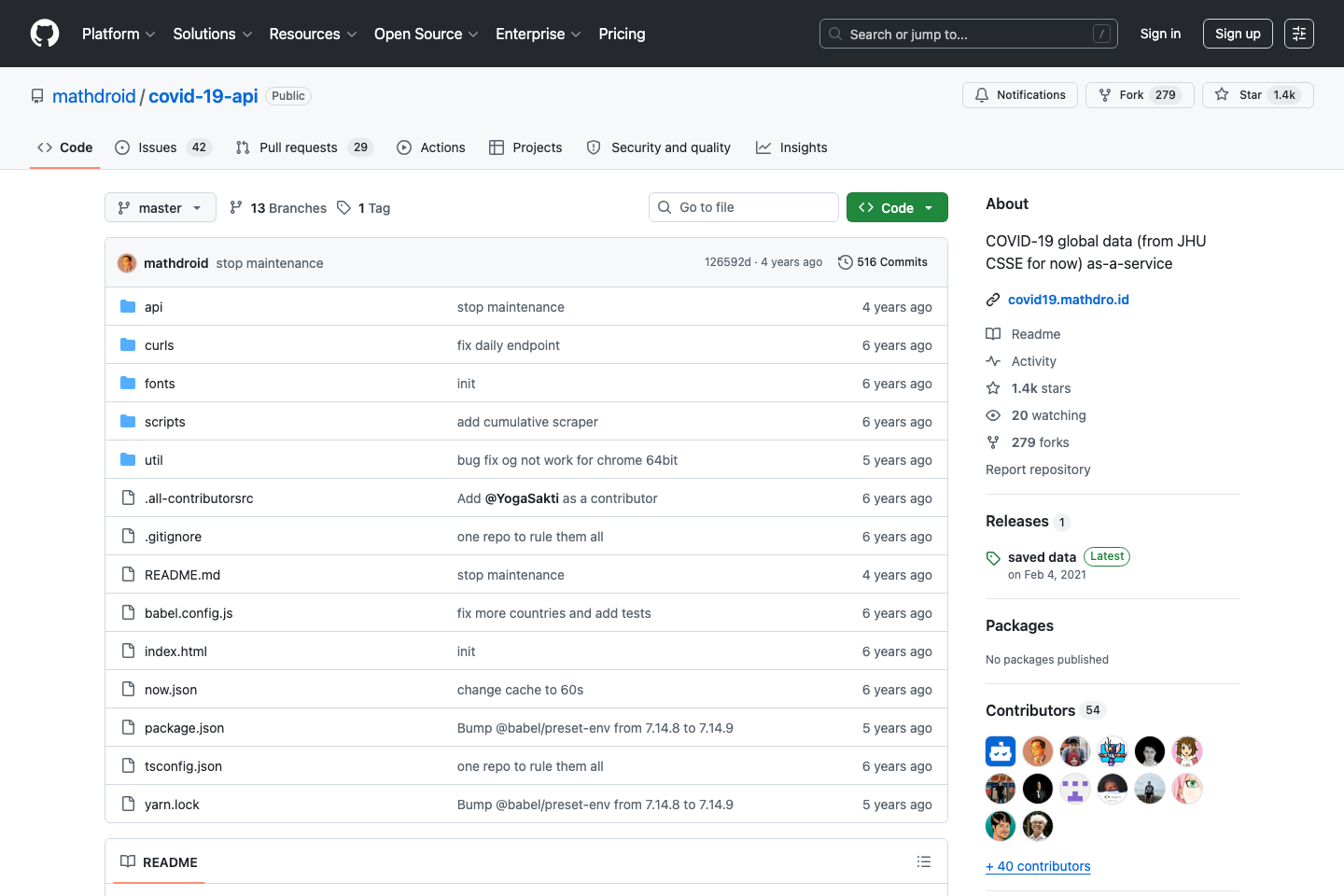Covid-19 Live Data documentation page