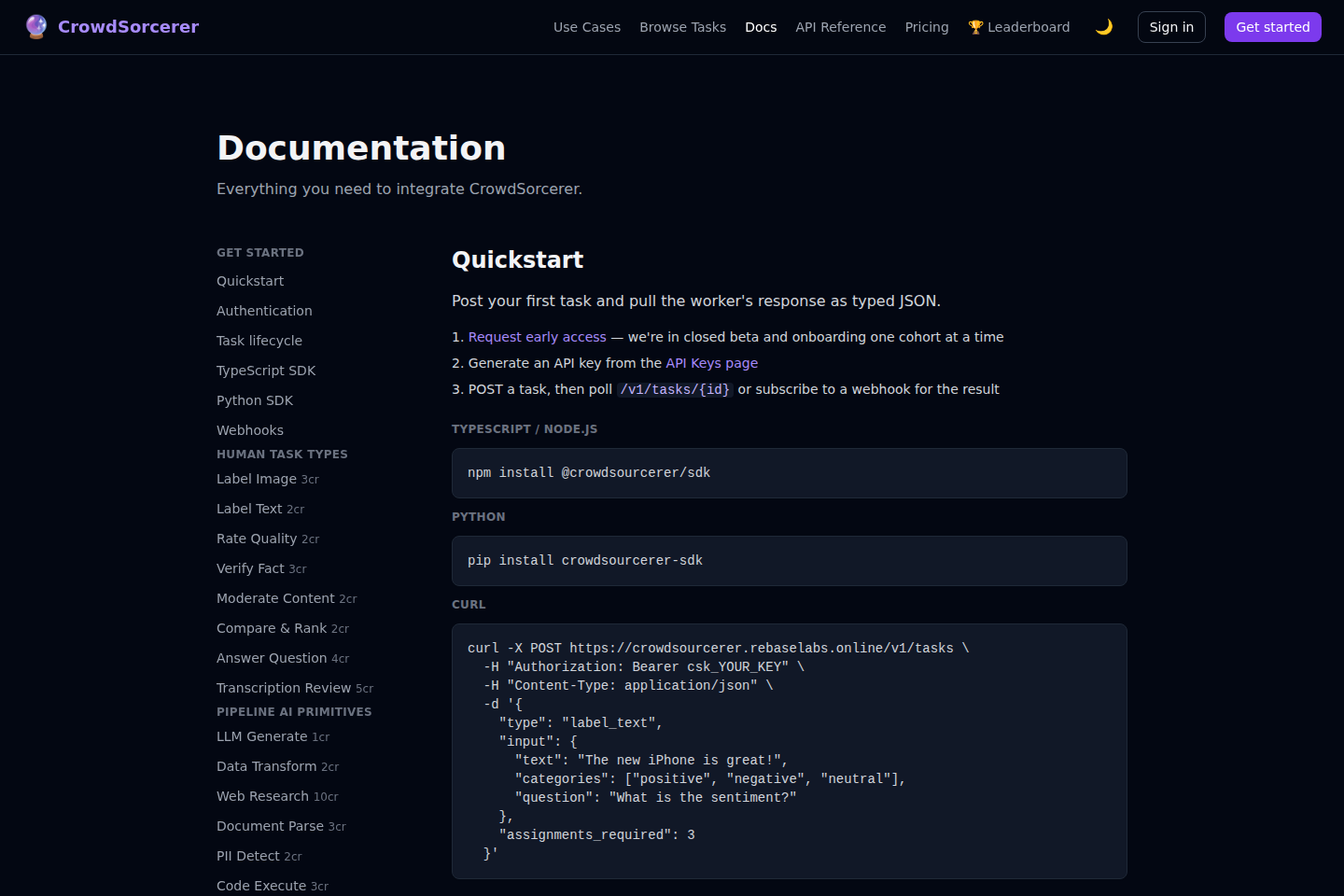 CrowdSorcerer documentation page