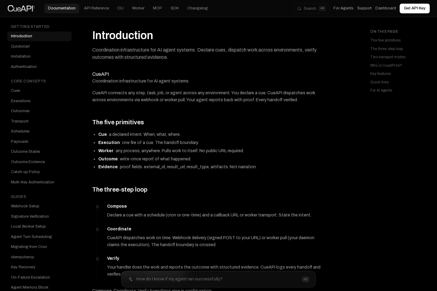 CueAPI documentation page