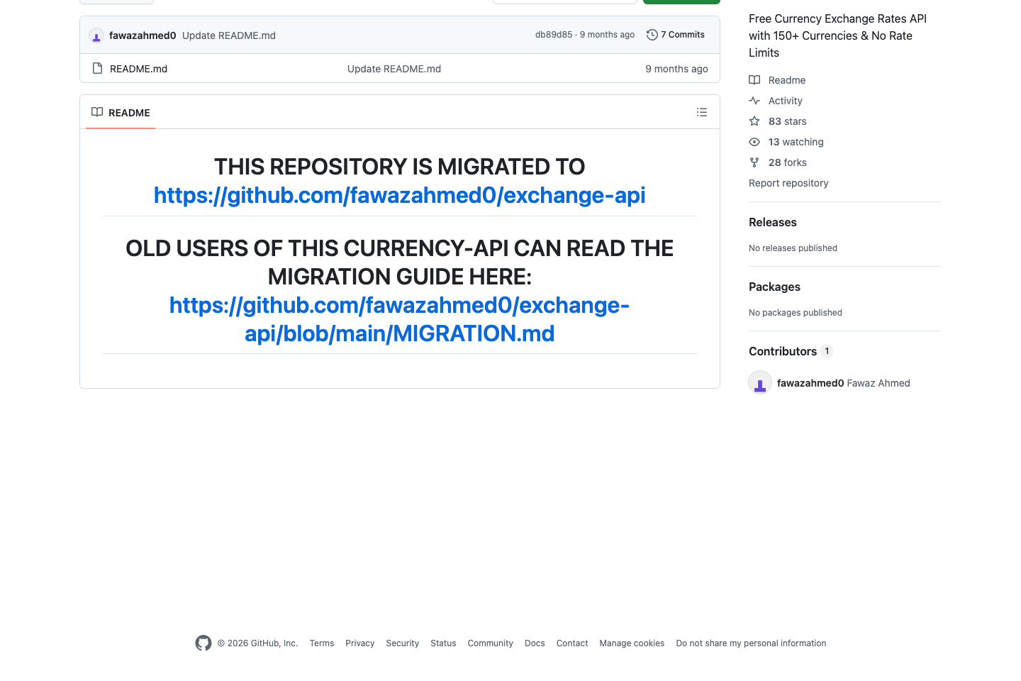 Currency-api documentation page