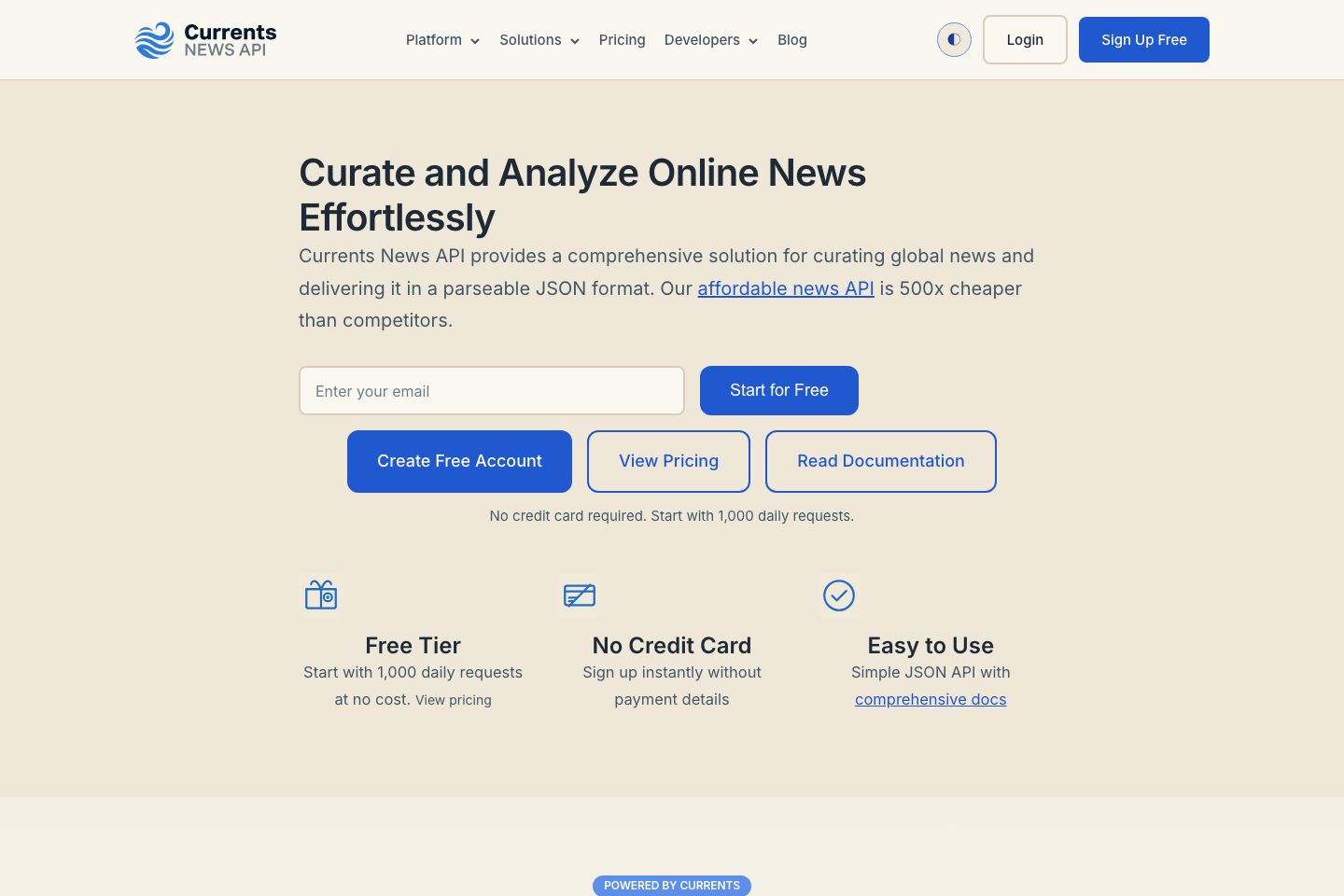 Currents documentation page