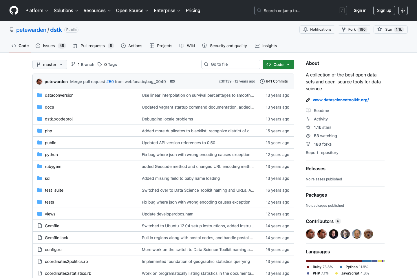 Data Science Toolkit documentation page