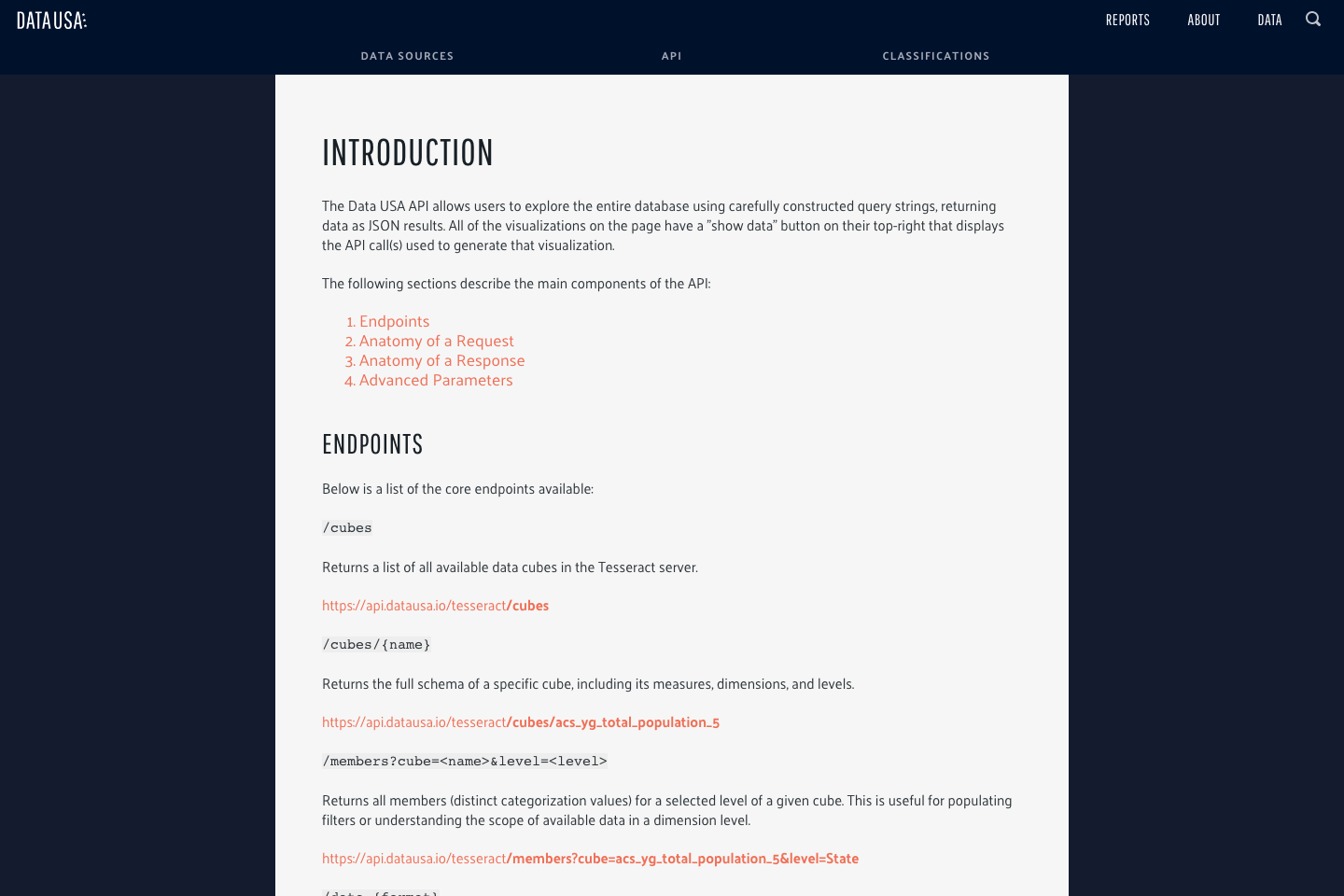 Data USA documentation page