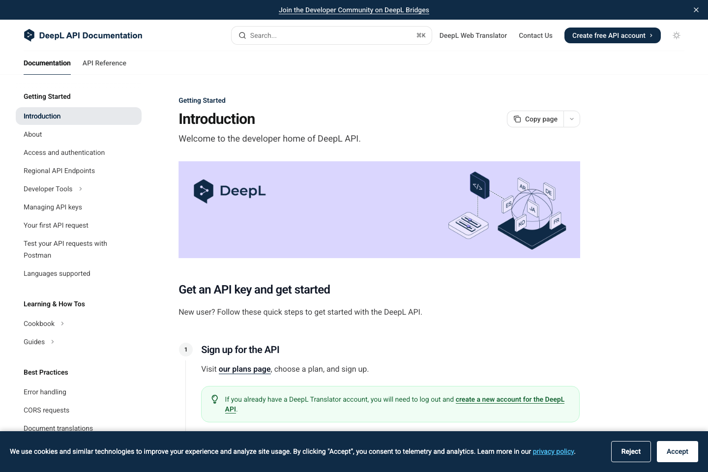 DeepL documentation page