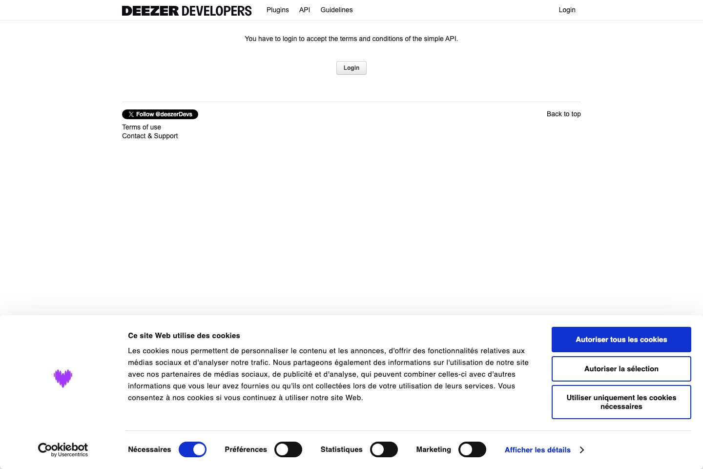Deezer documentation page