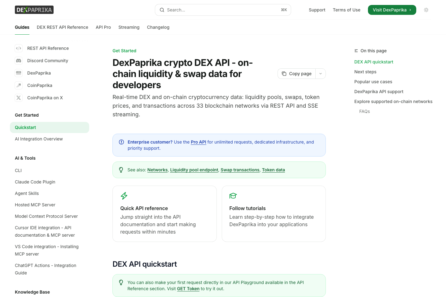 DexPaprika documentation page