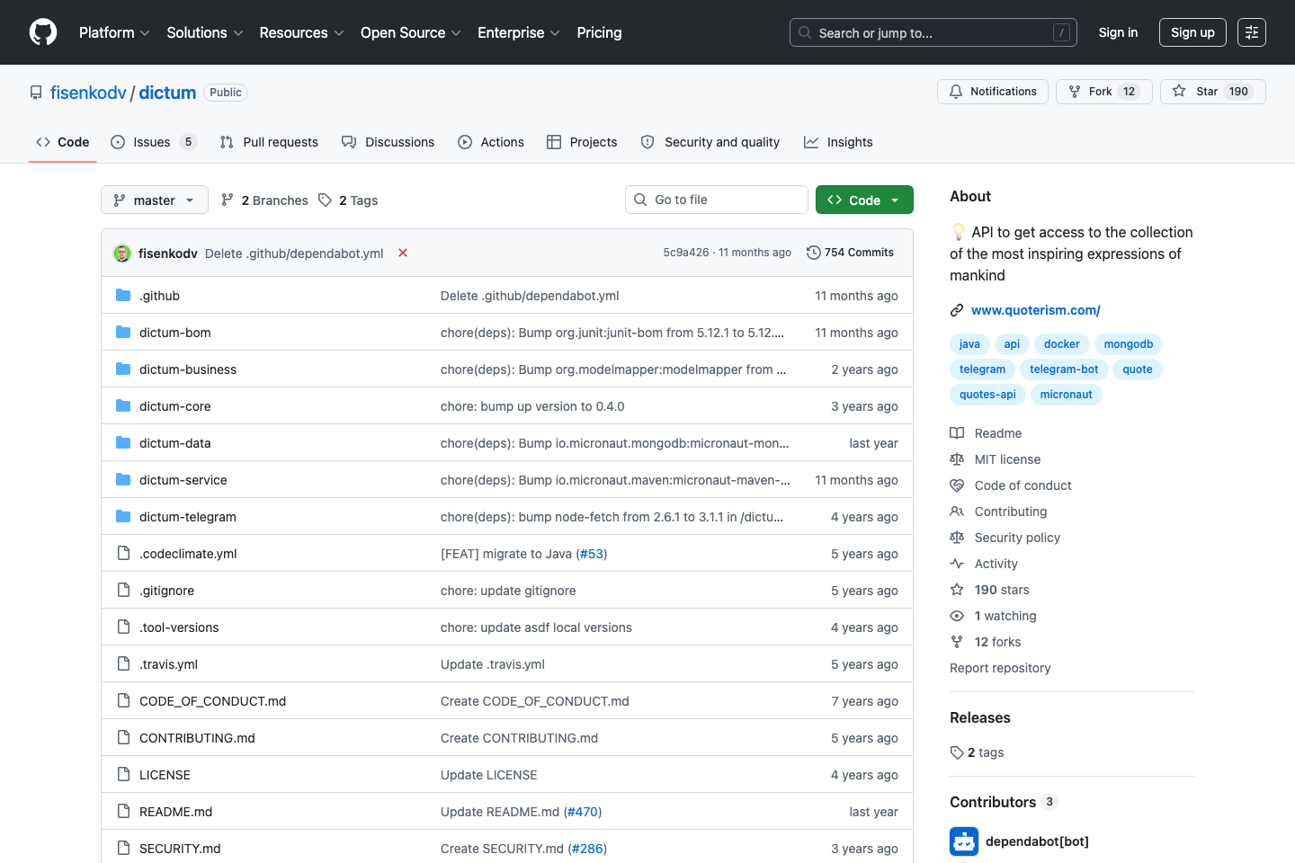 Dictum documentation page