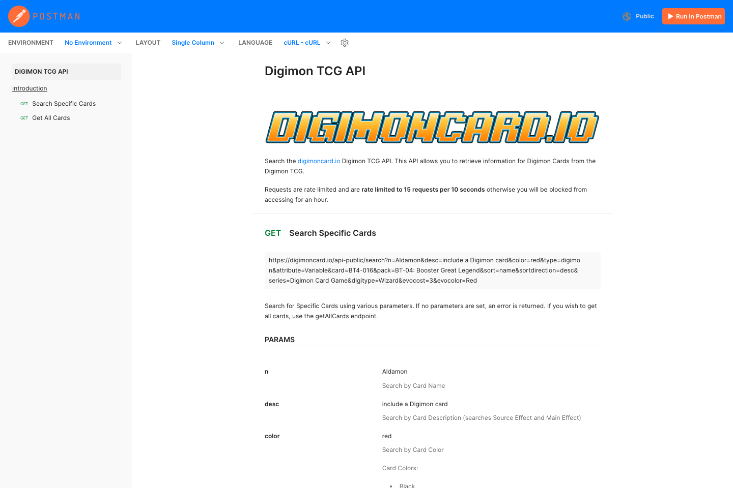 Digimon TCG documentation page