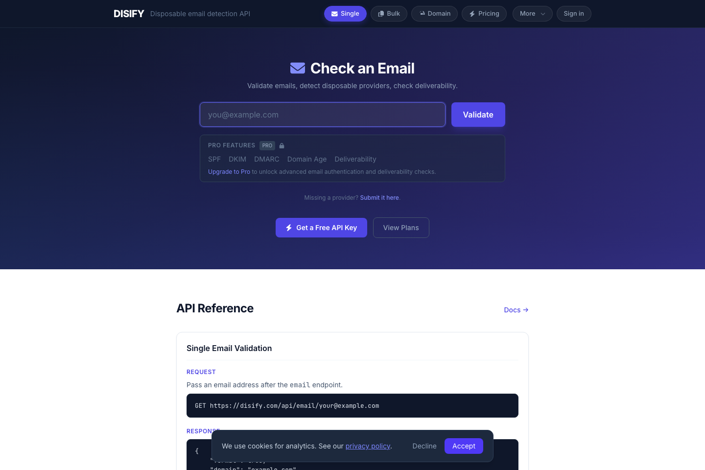 Disify documentation page