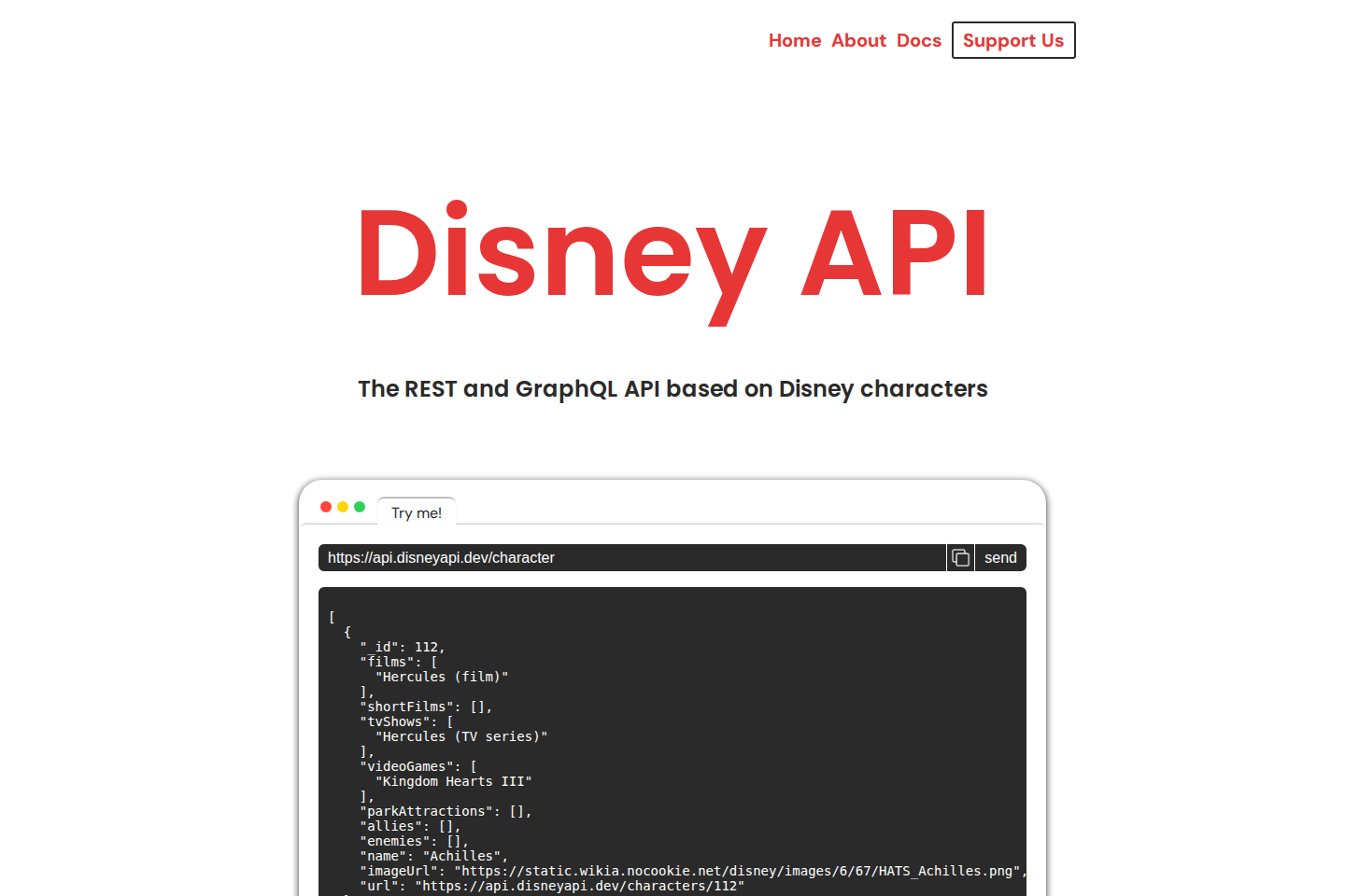 Disney documentation page