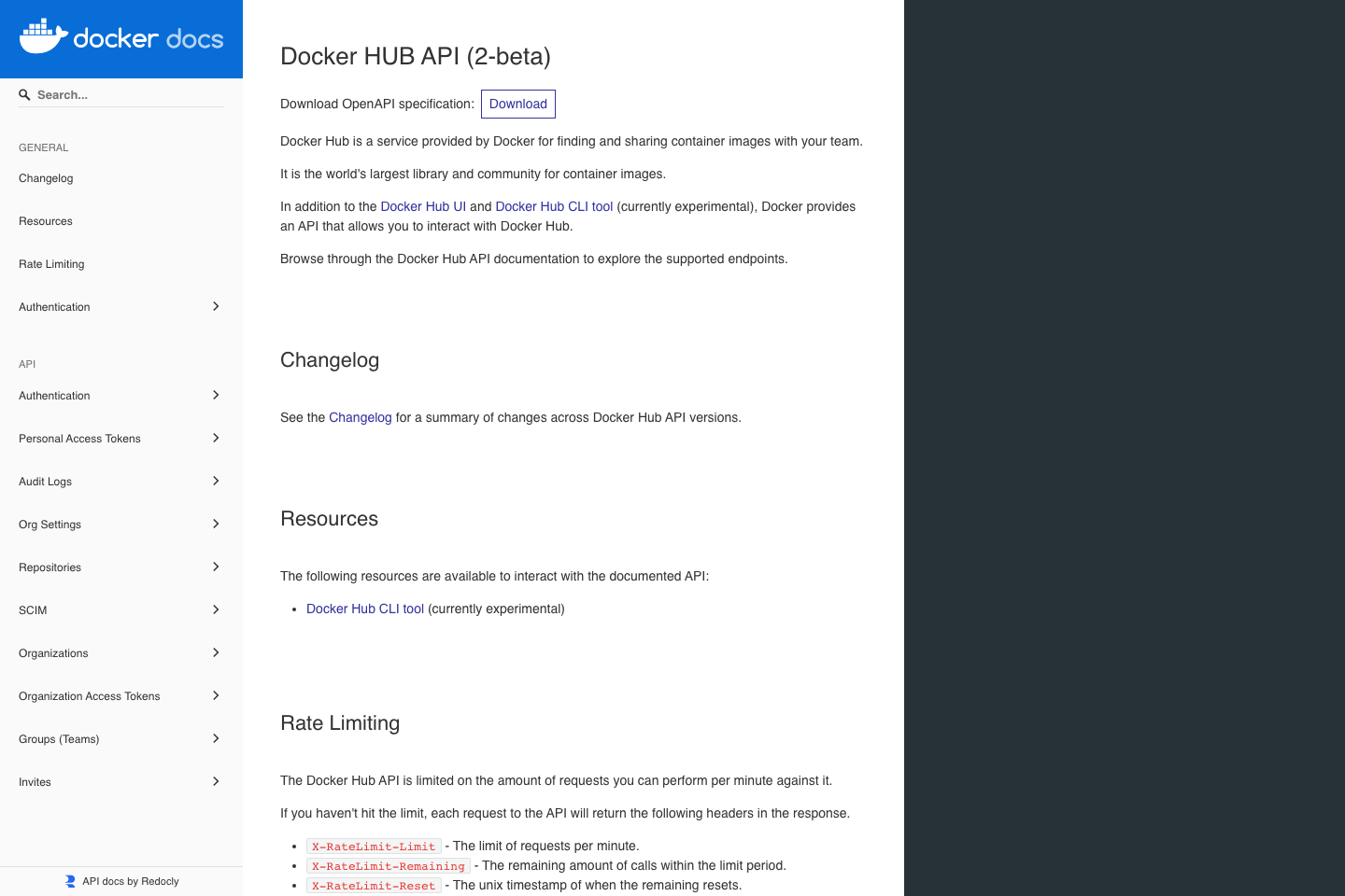 Docker Hub documentation page