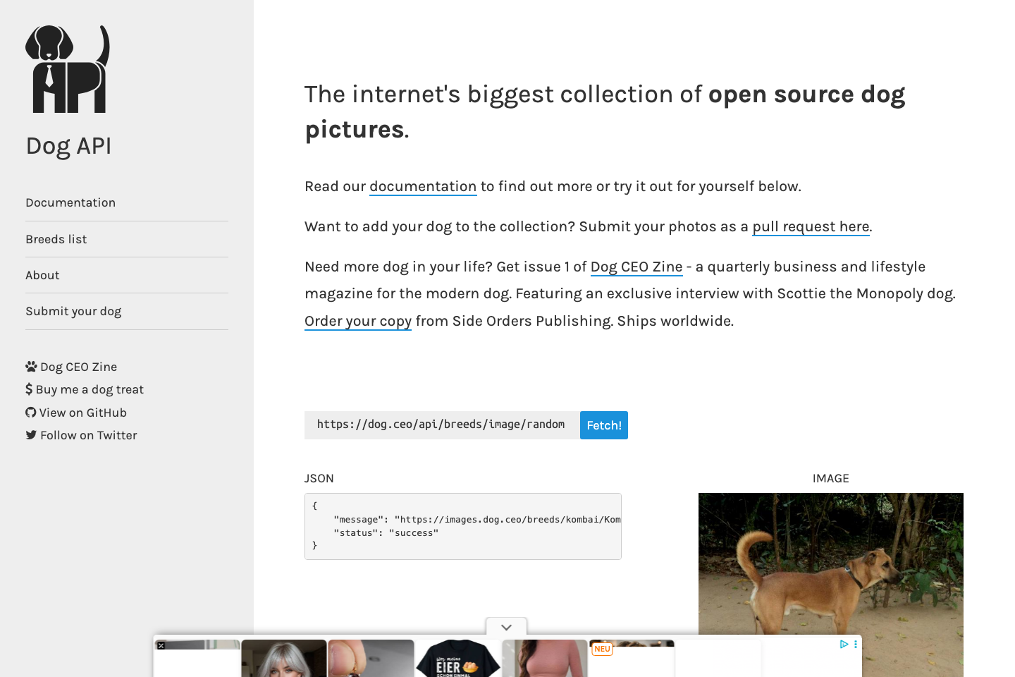 Dogs documentation page