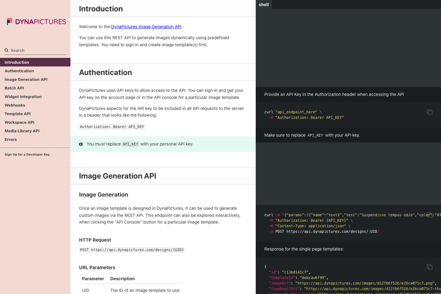 DynaPictures documentation page