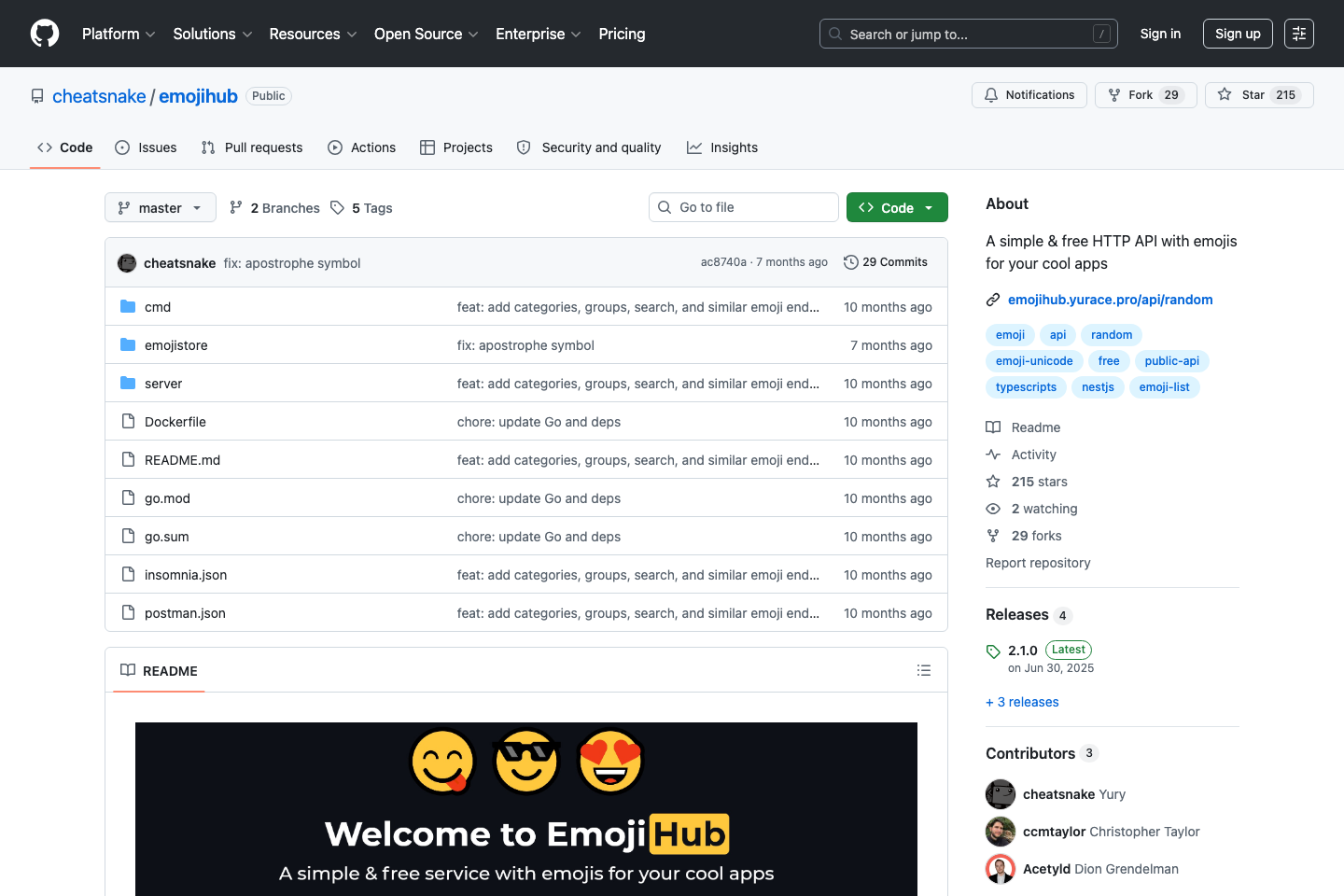 EmojiHub documentation page