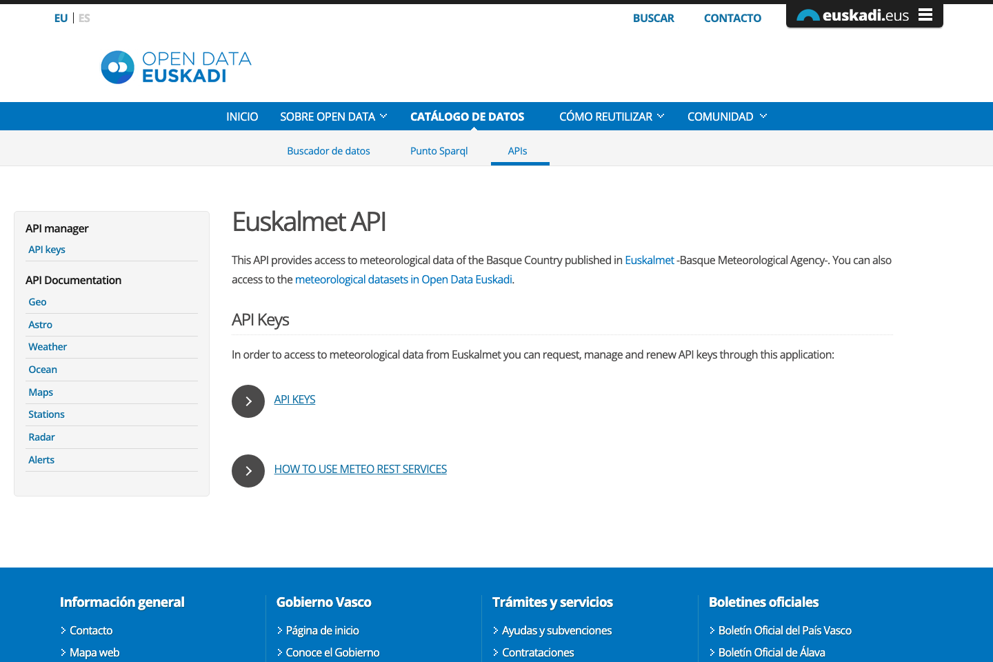 Euskalmet documentation page