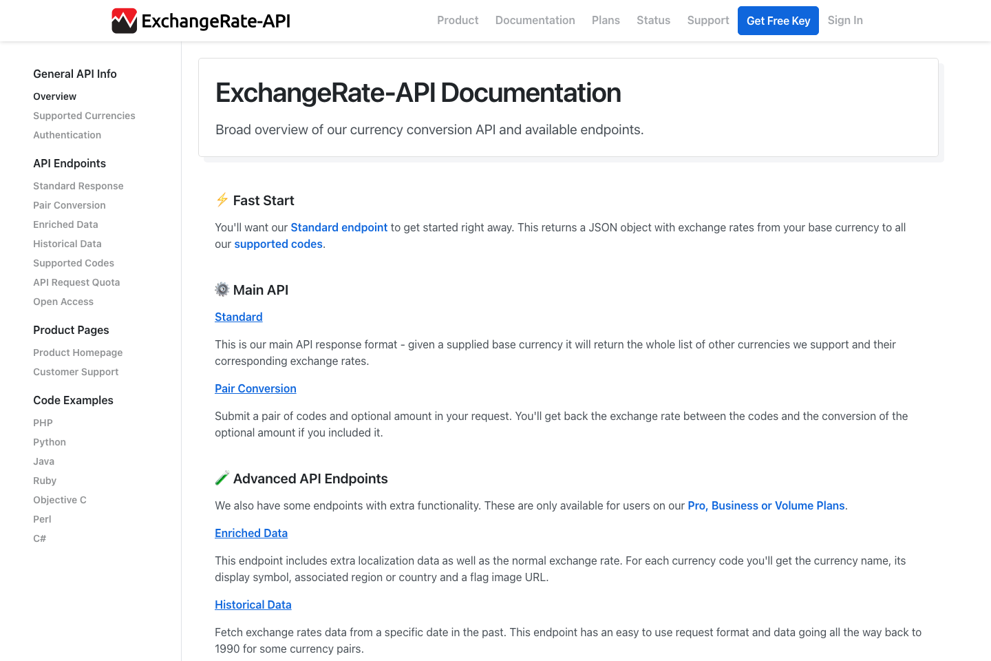ExchangeRate-API.com documentation page