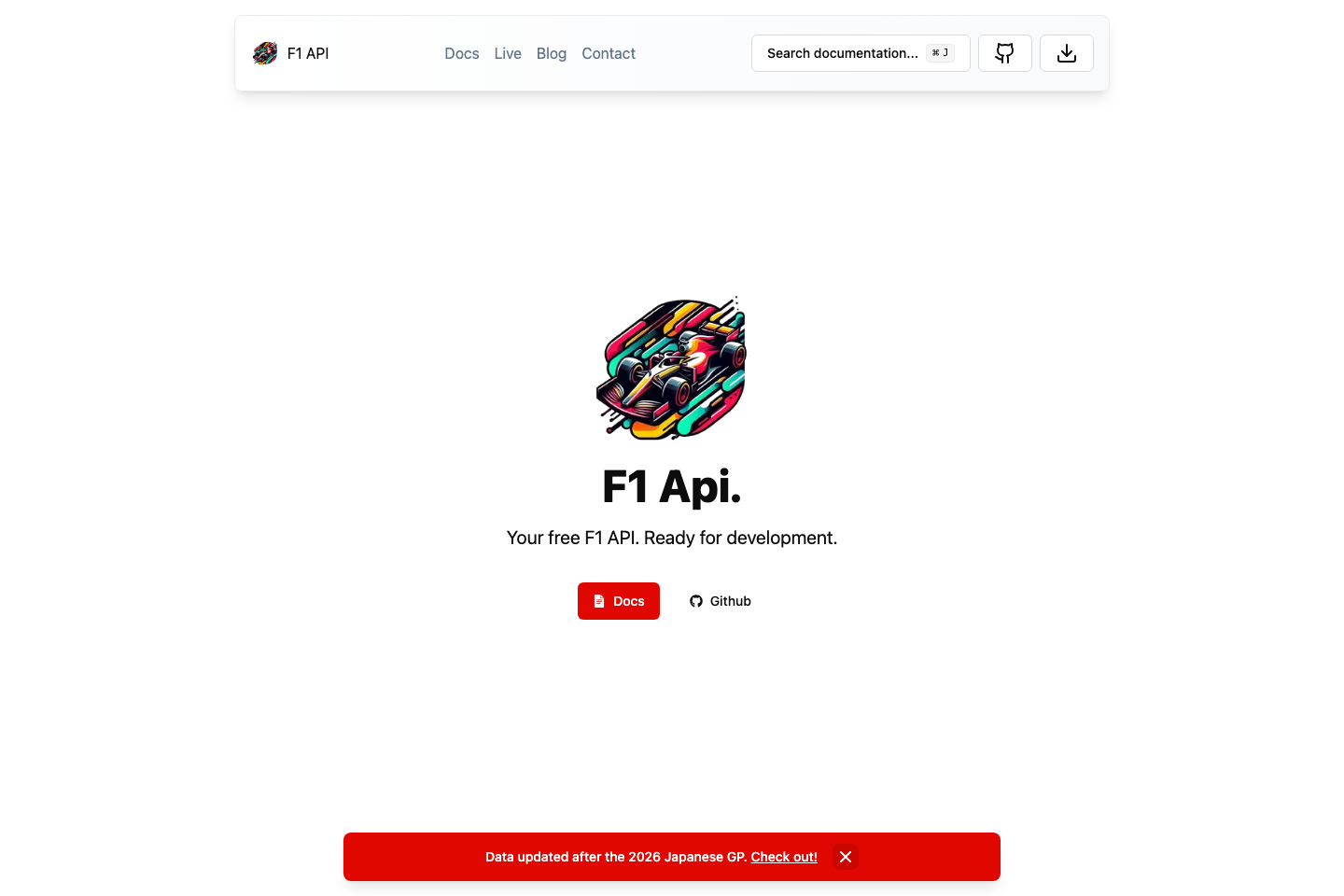 F1 API documentation page