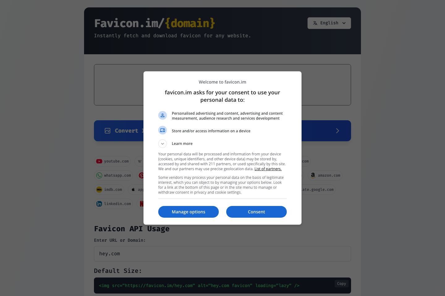 Favicon.im documentation page