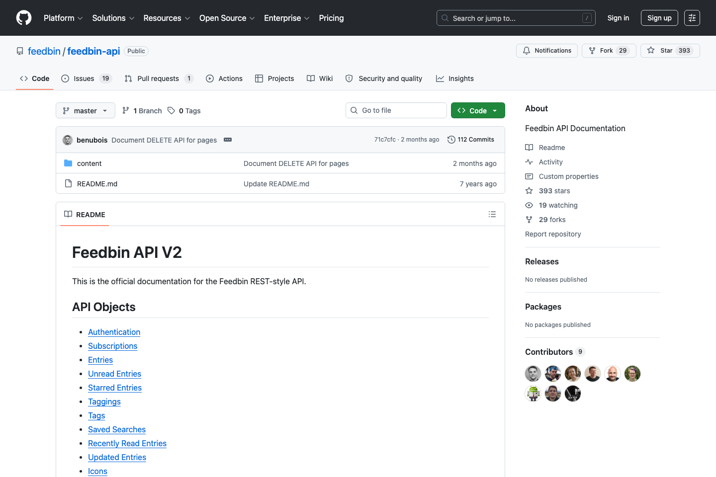 Feedbin documentation page