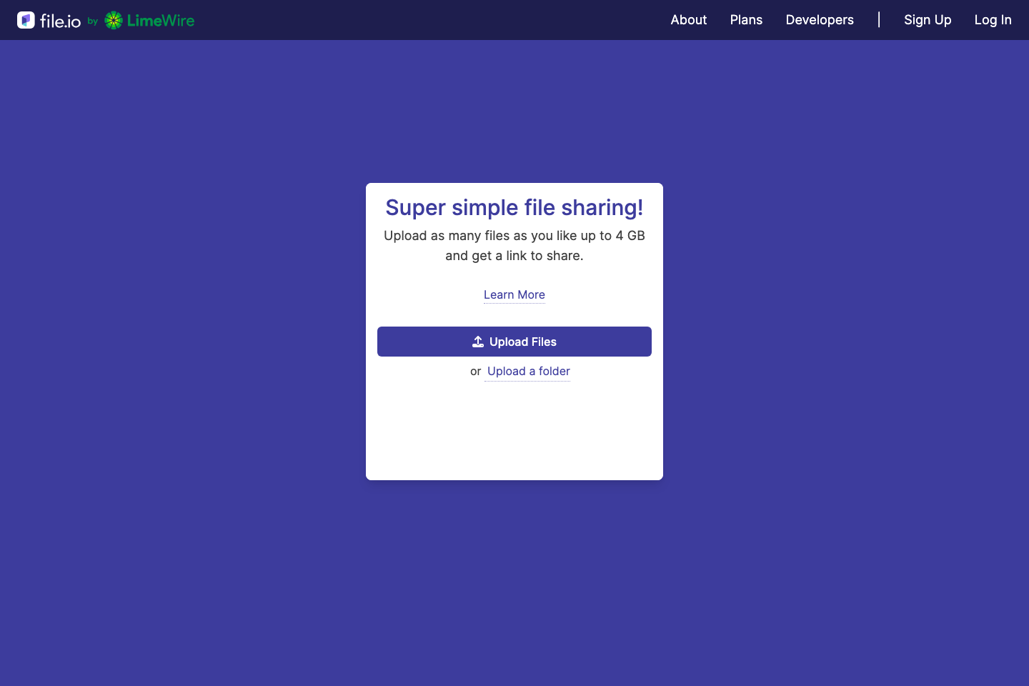 File.io documentation page