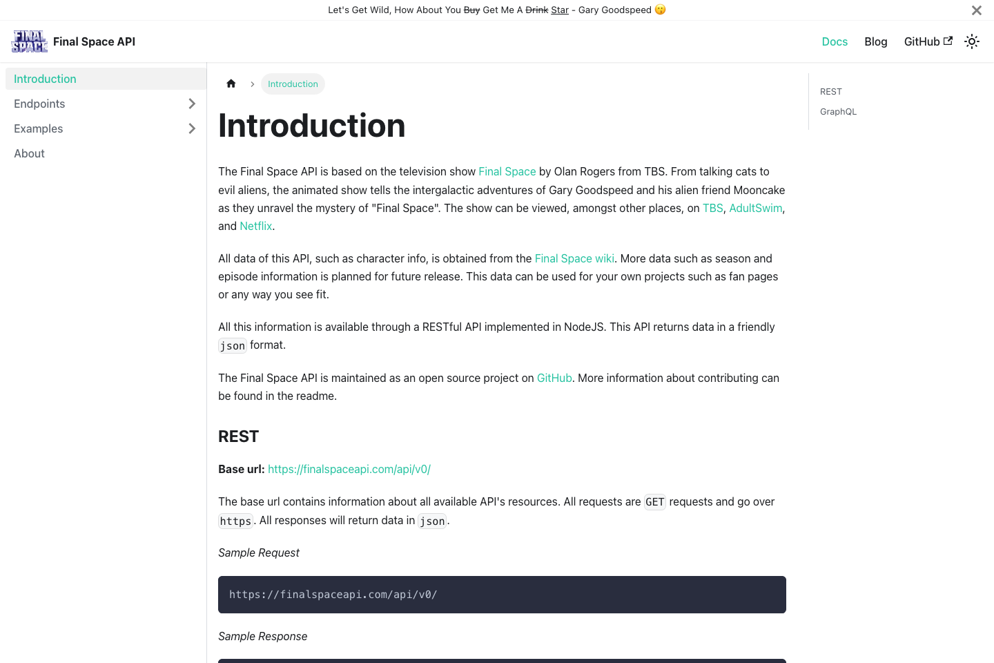 Final Space documentation page