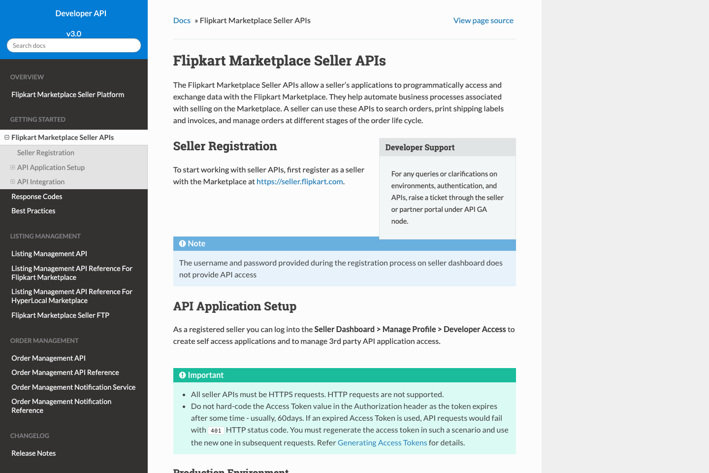 Flipkart Marketplace documentation page