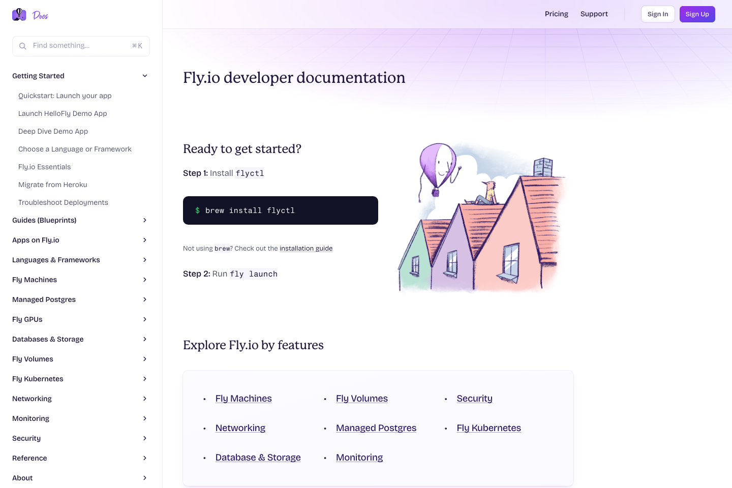 Fly.io documentation page