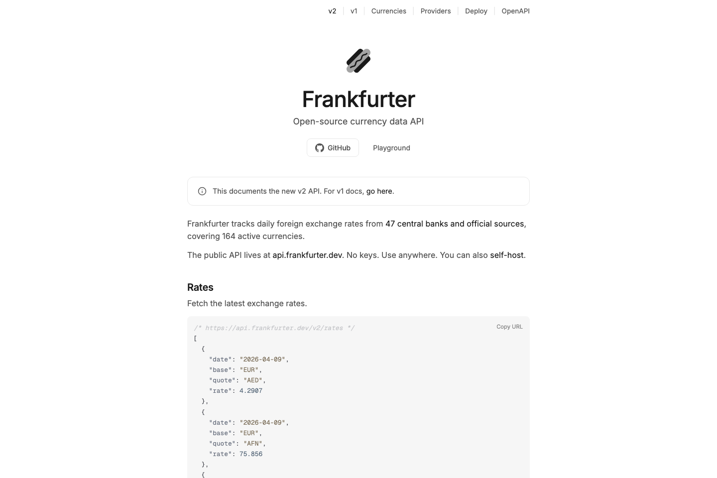 Frankfurter documentation page
