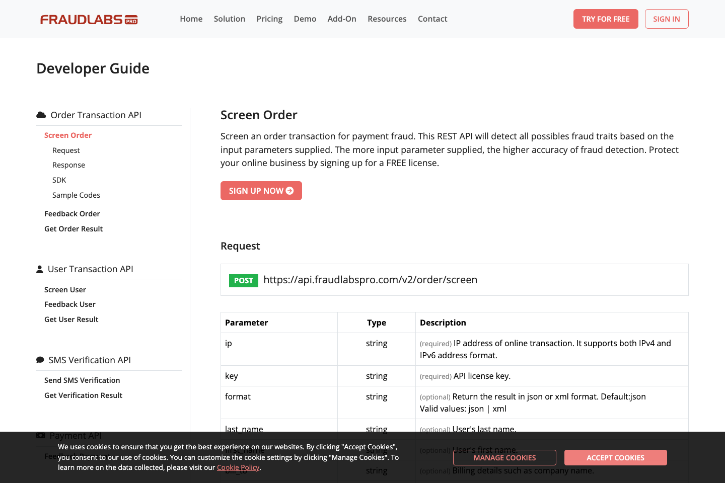 FraudLabs Pro documentation page