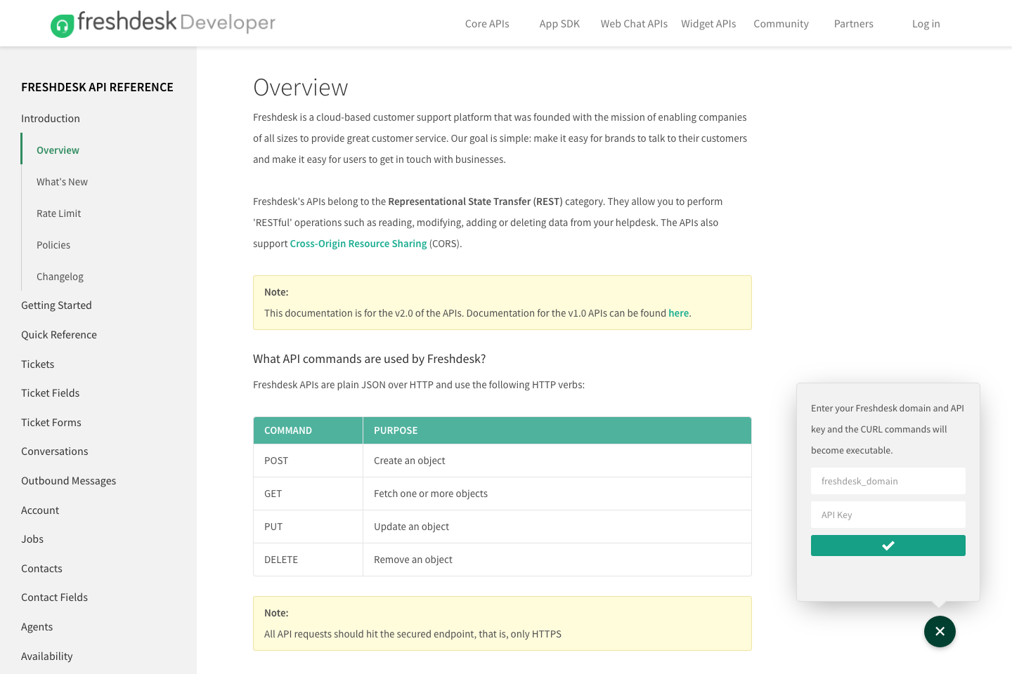 Freshdesk documentation page