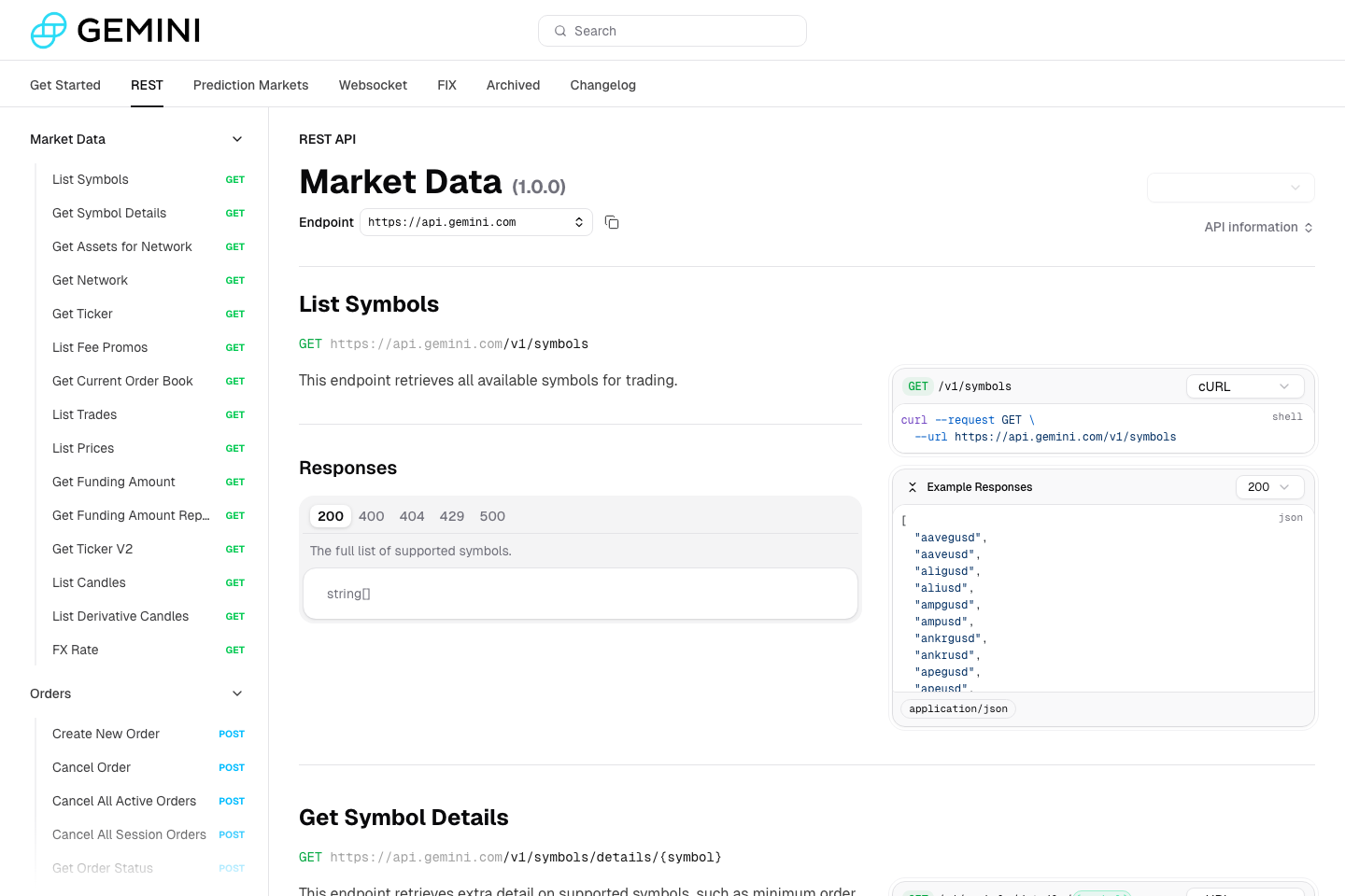 Gemini documentation page
