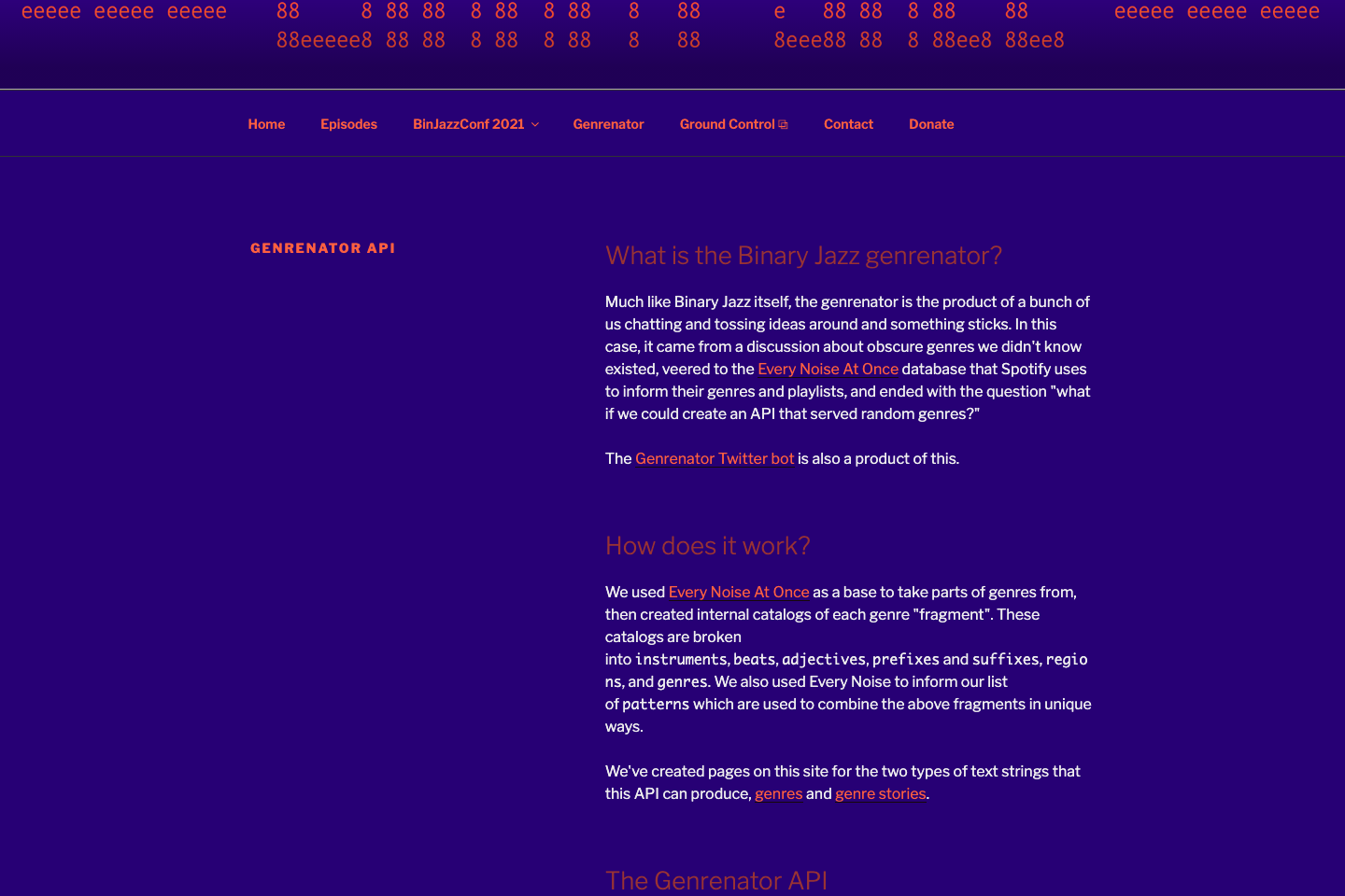 Genrenator documentation page