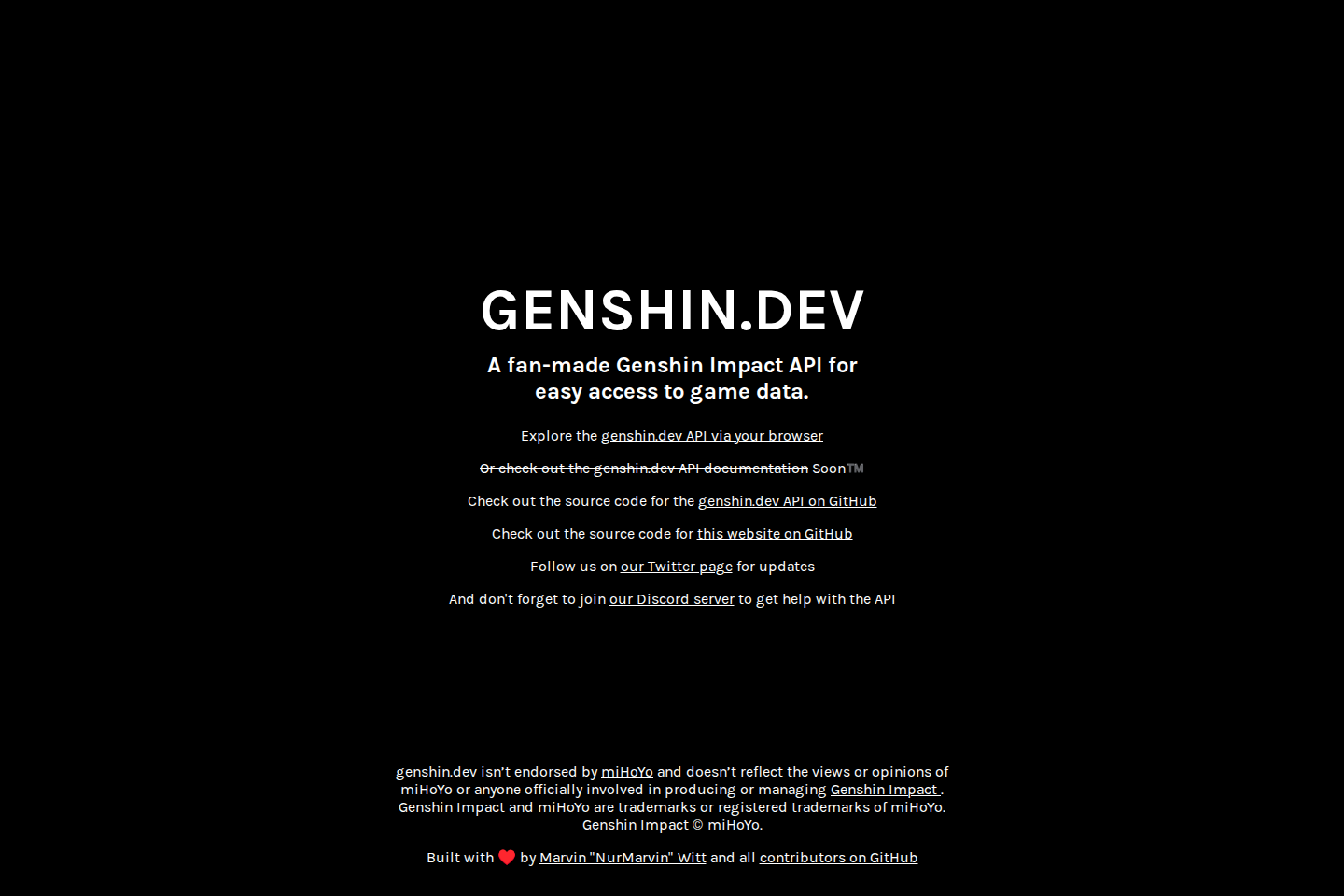 Genshin Impact documentation page