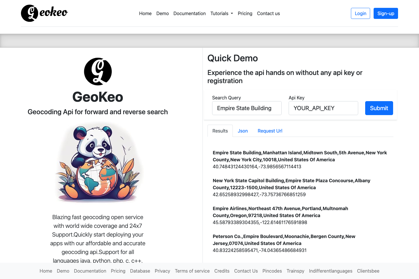 Geokeo documentation page