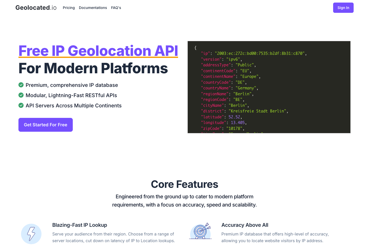 Geolocated.io documentation page