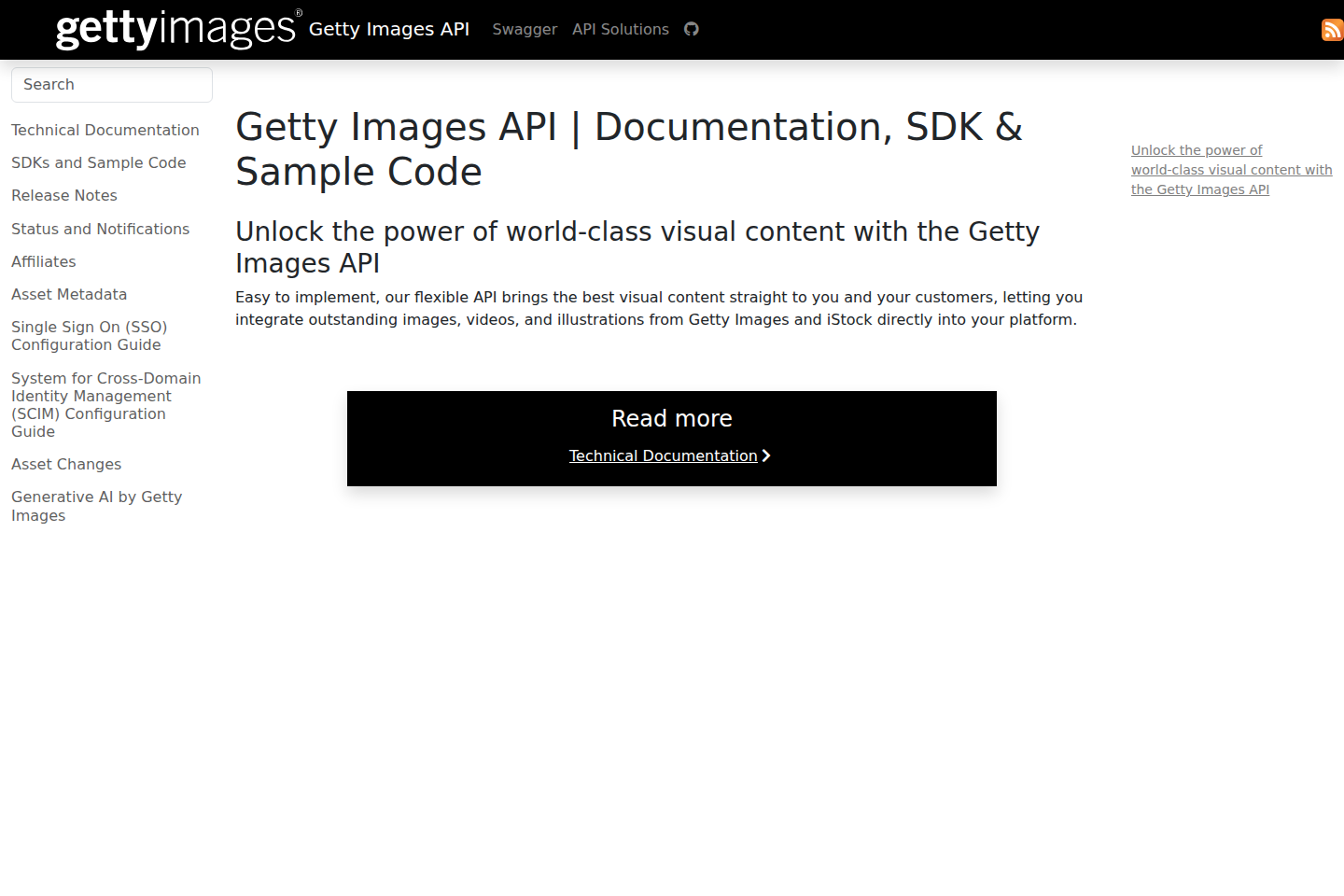 Getty Images documentation page
