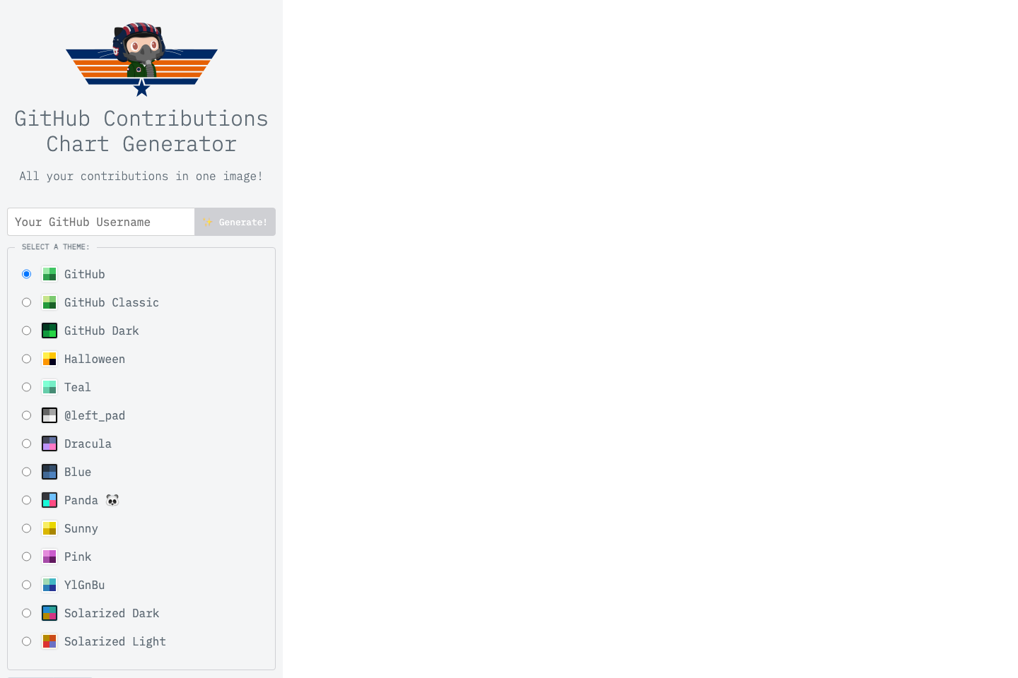 GitHub Contribution Chart Generator documentation page
