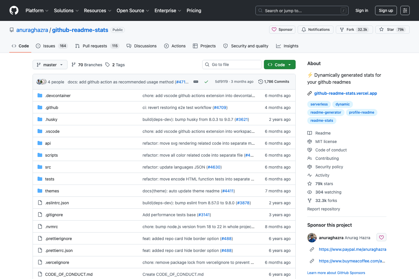 GitHub ReadMe Stats documentation page