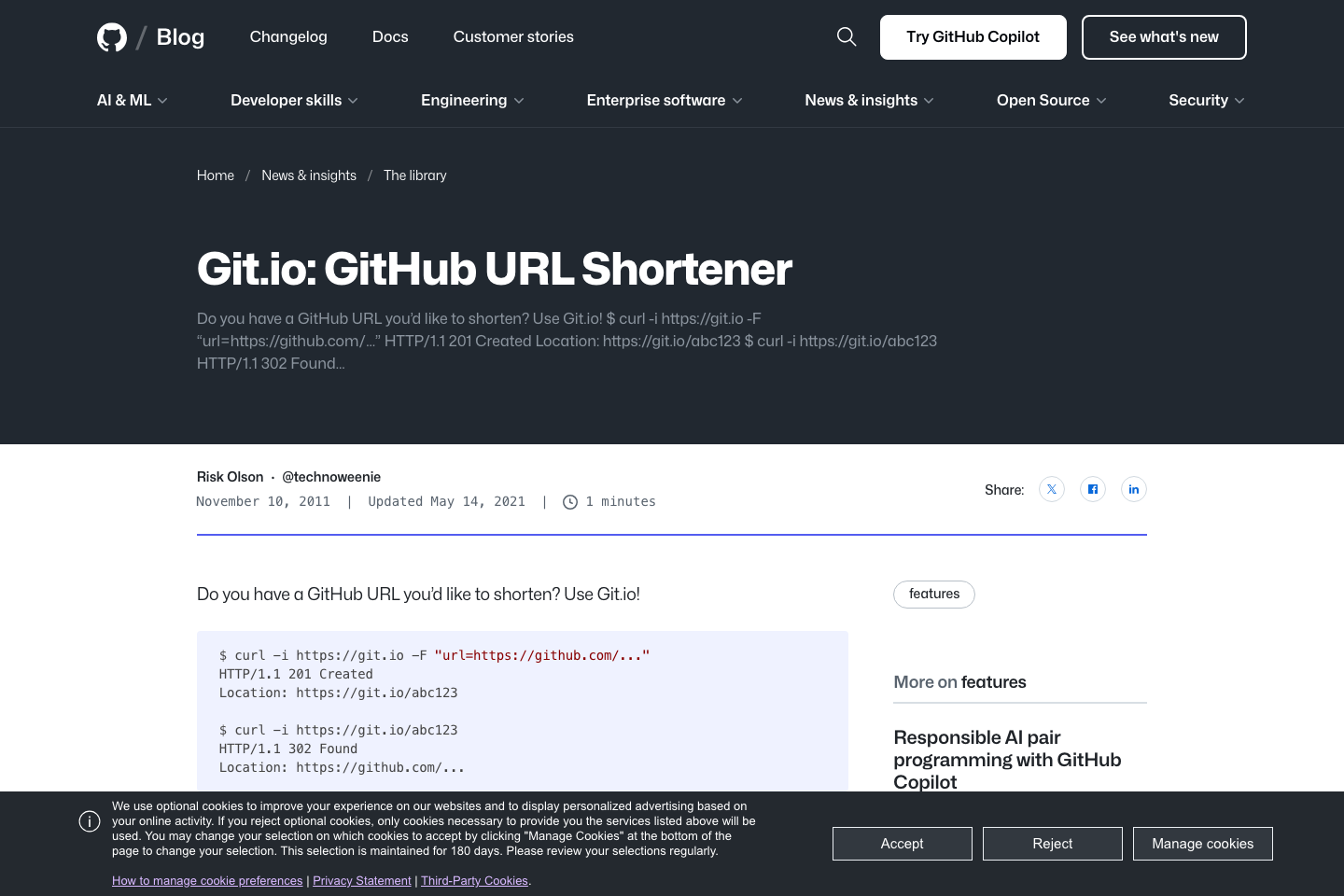 Git.io documentation page