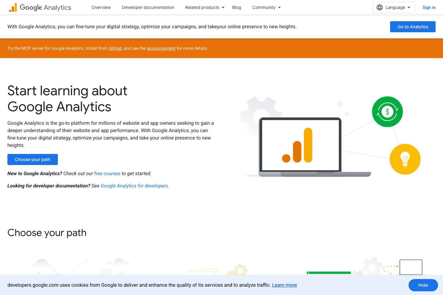 Google Analytics documentation page