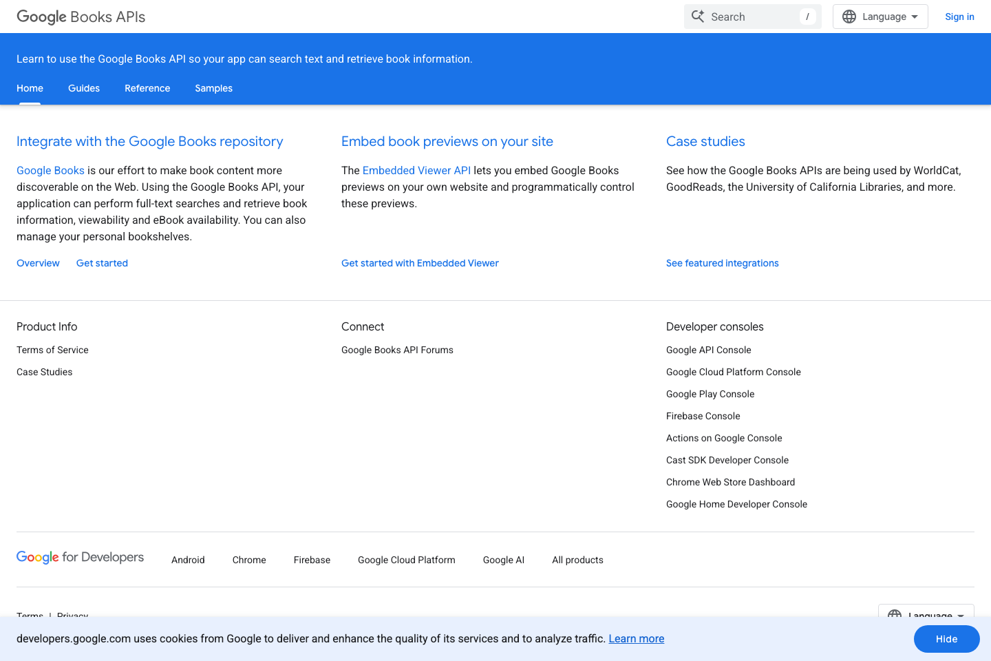 Google Books documentation page