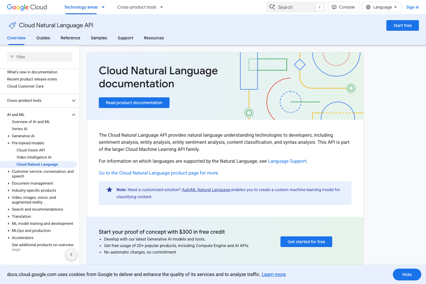Google Cloud Natural documentation page