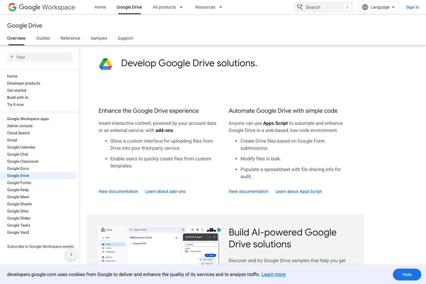 Google Drive documentation page