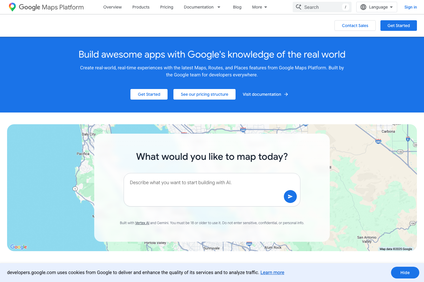 Google Maps documentation page