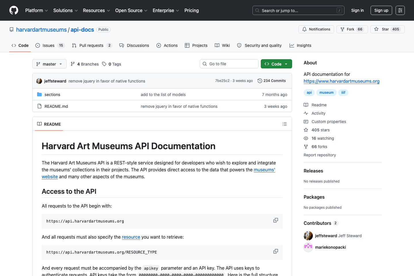 Harvard Art Museums documentation page