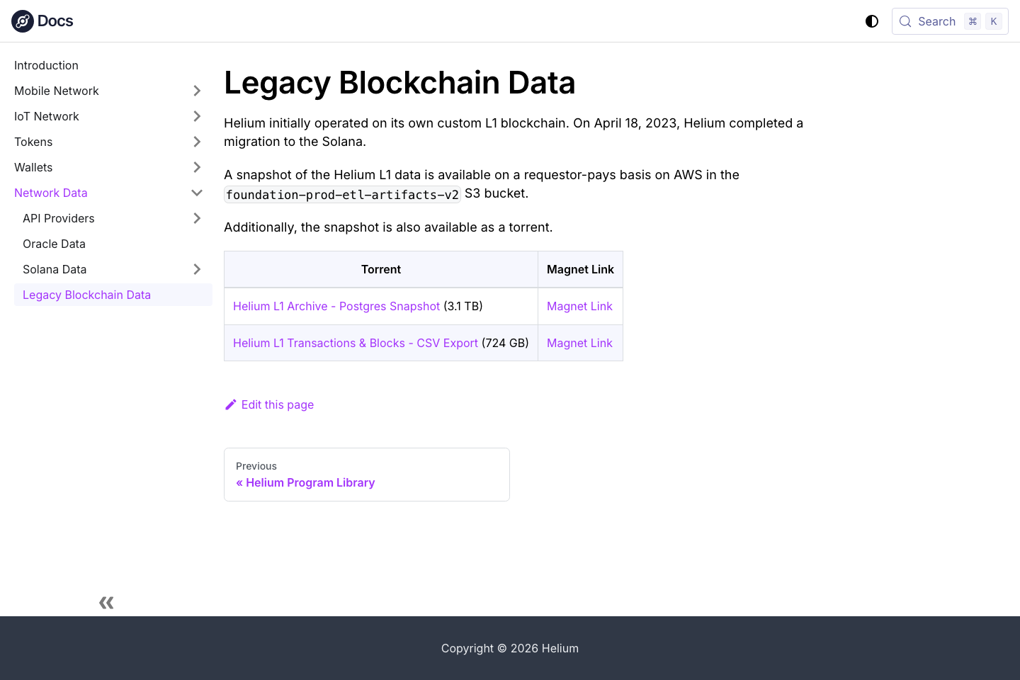 Helium documentation page