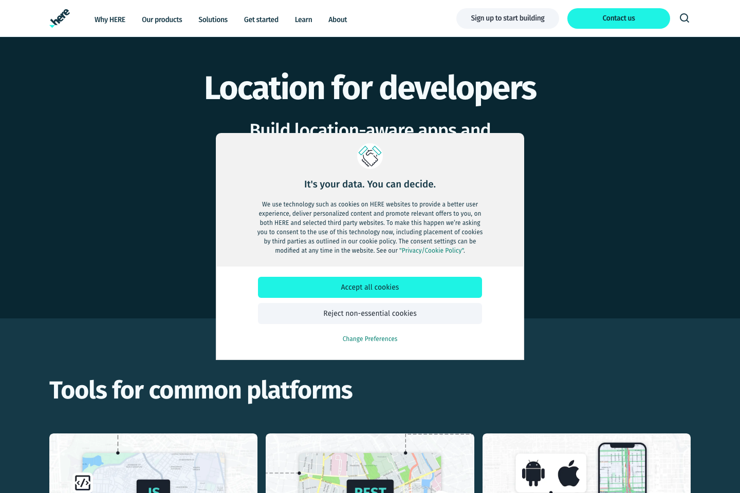 HERE Maps documentation page