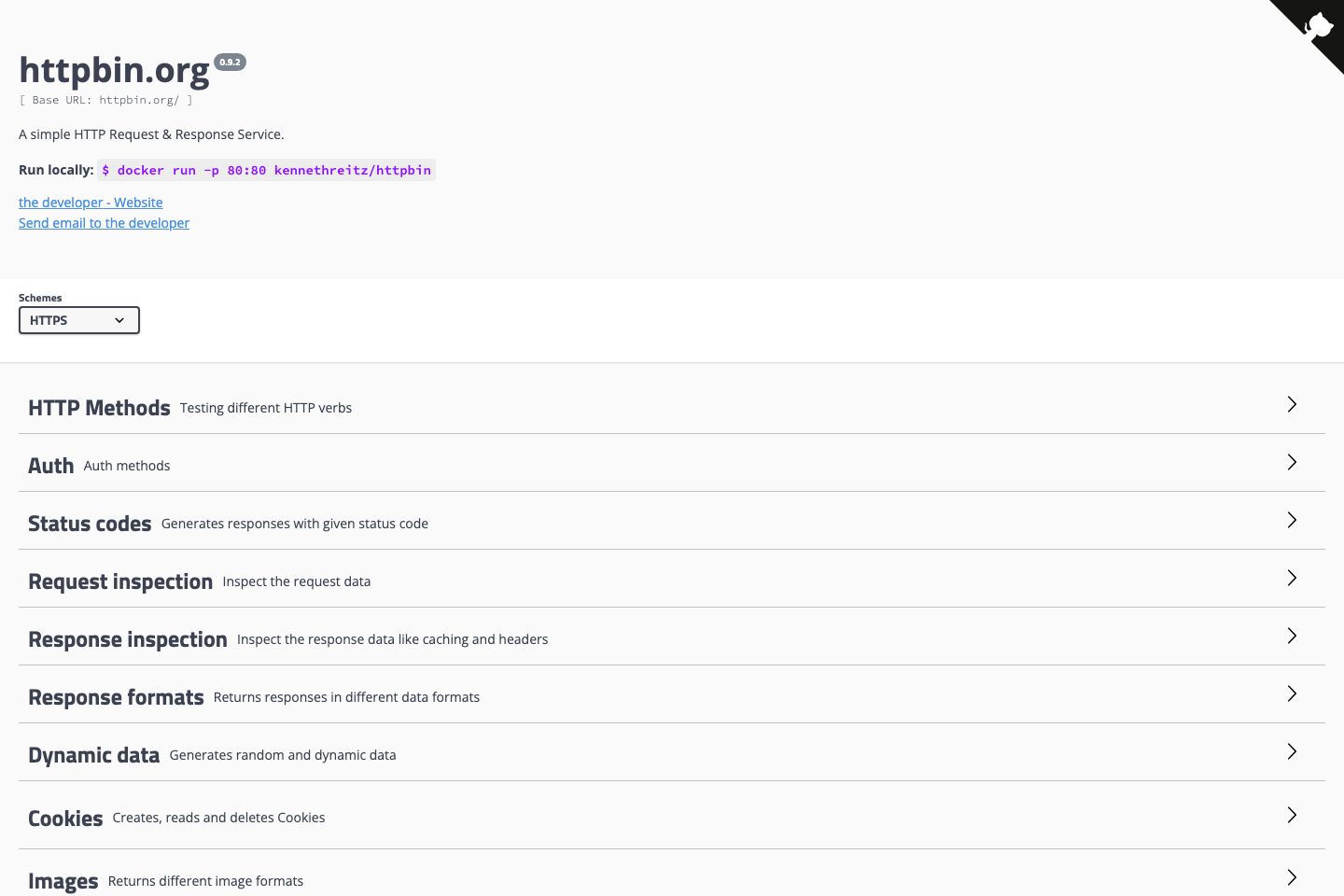 Httpbin documentation page