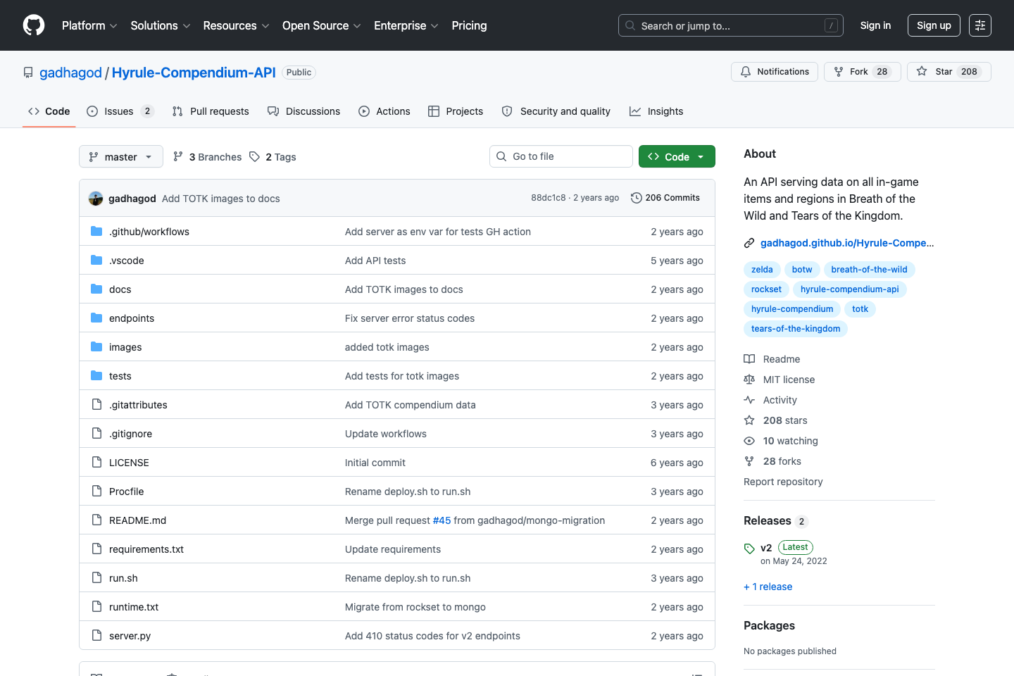 Hyrule Compendium documentation page