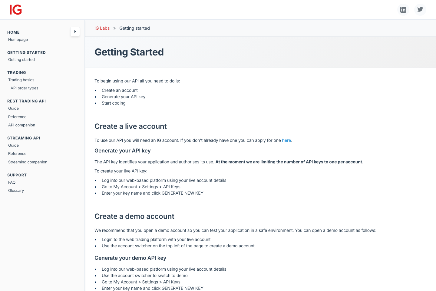 IG documentation page